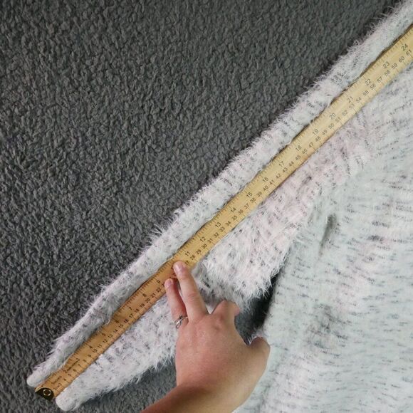 Knox Rose Women's Size M Fuzzy Open Front Cardigan Sweater Knitted Gray - Picture 12 of 13